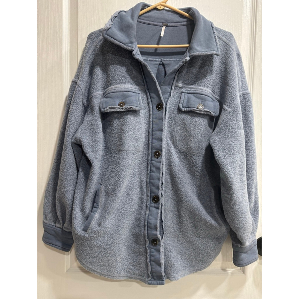 Free People Ruby Oversized Blue Fleece Shacket XS